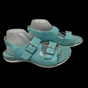 Vionic Albie Strappy Pebbled Leather  Sandals Womens 9.5 Wasabi Comfort Travel